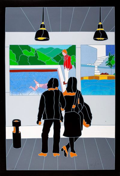 Al museo - Omaggio a Hockney, serigrafia a colori, es. 92/150