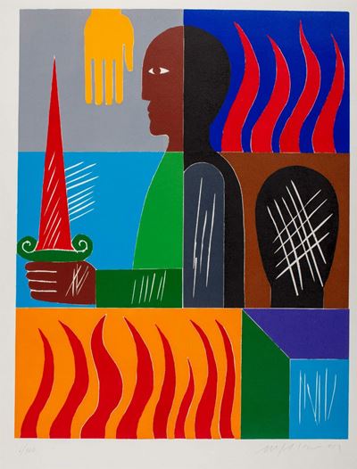Attila, xilografia a colori, es. 6/100, 2012