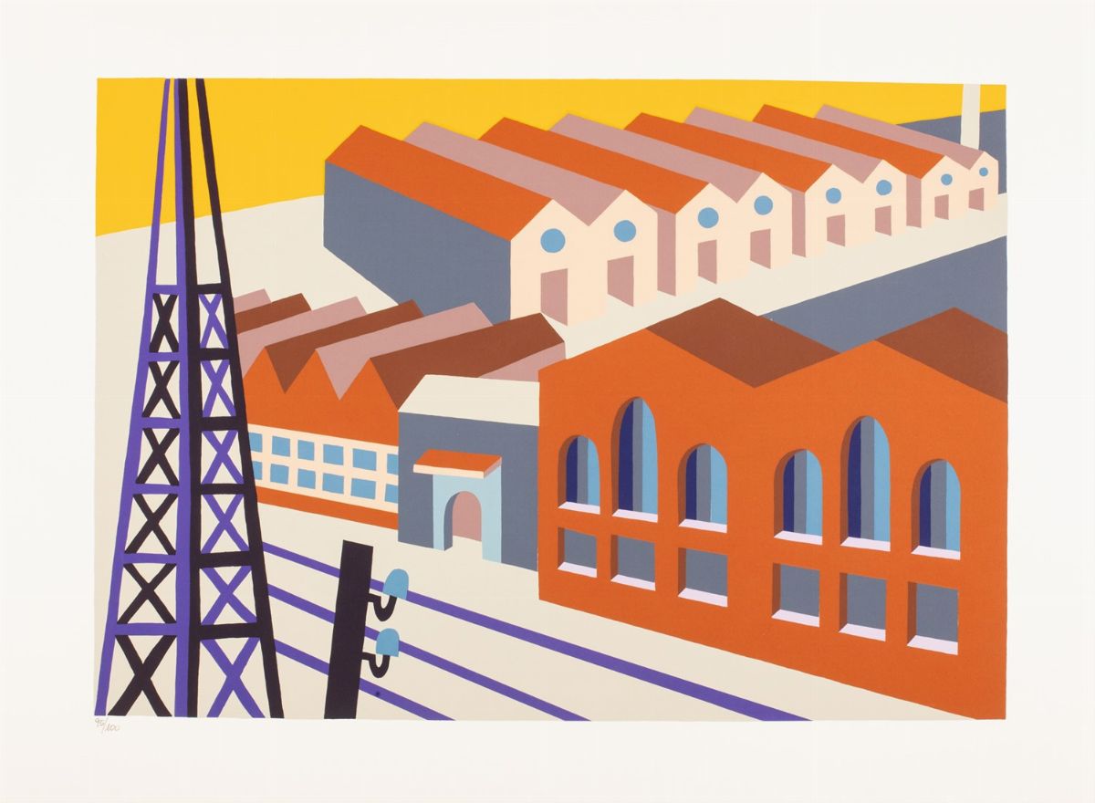 Depero per Caproni, 1992, cartella contenente 3 serigrafie a colori
