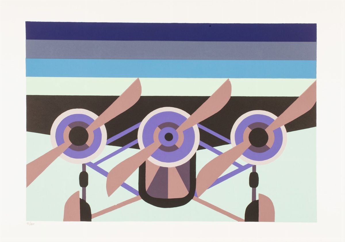 Depero per Caproni, 1992, cartella contenente 3 serigrafie a colori