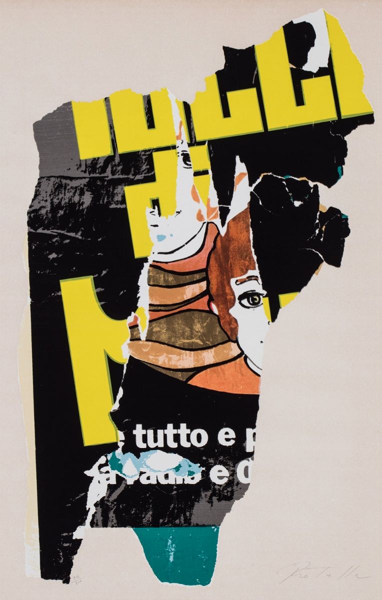 Mimmo Rotella - Due fogli di serigrafia