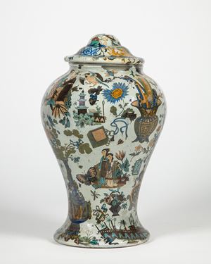 A "Arte Povera" glass vase and cover. Probably Piedmont, 18th/19th century