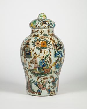 A "Arte Povera" glass vase and cover. Probably Piedmont, 18th/19th century