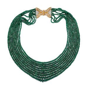 Collana multifili con smeraldi