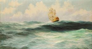 Sailing ship on the high seas