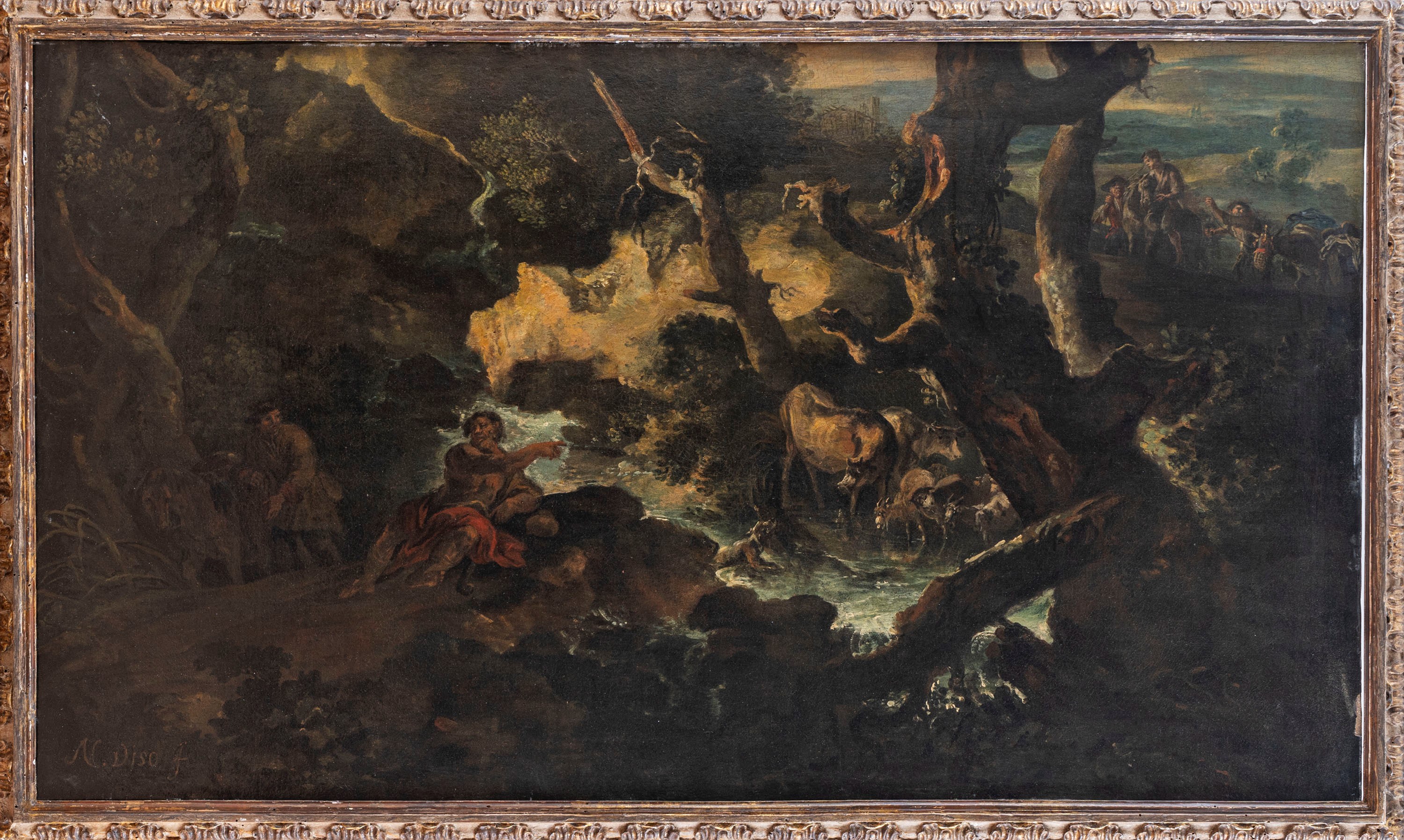 Paesaggio fluviale con pastore ed armenti