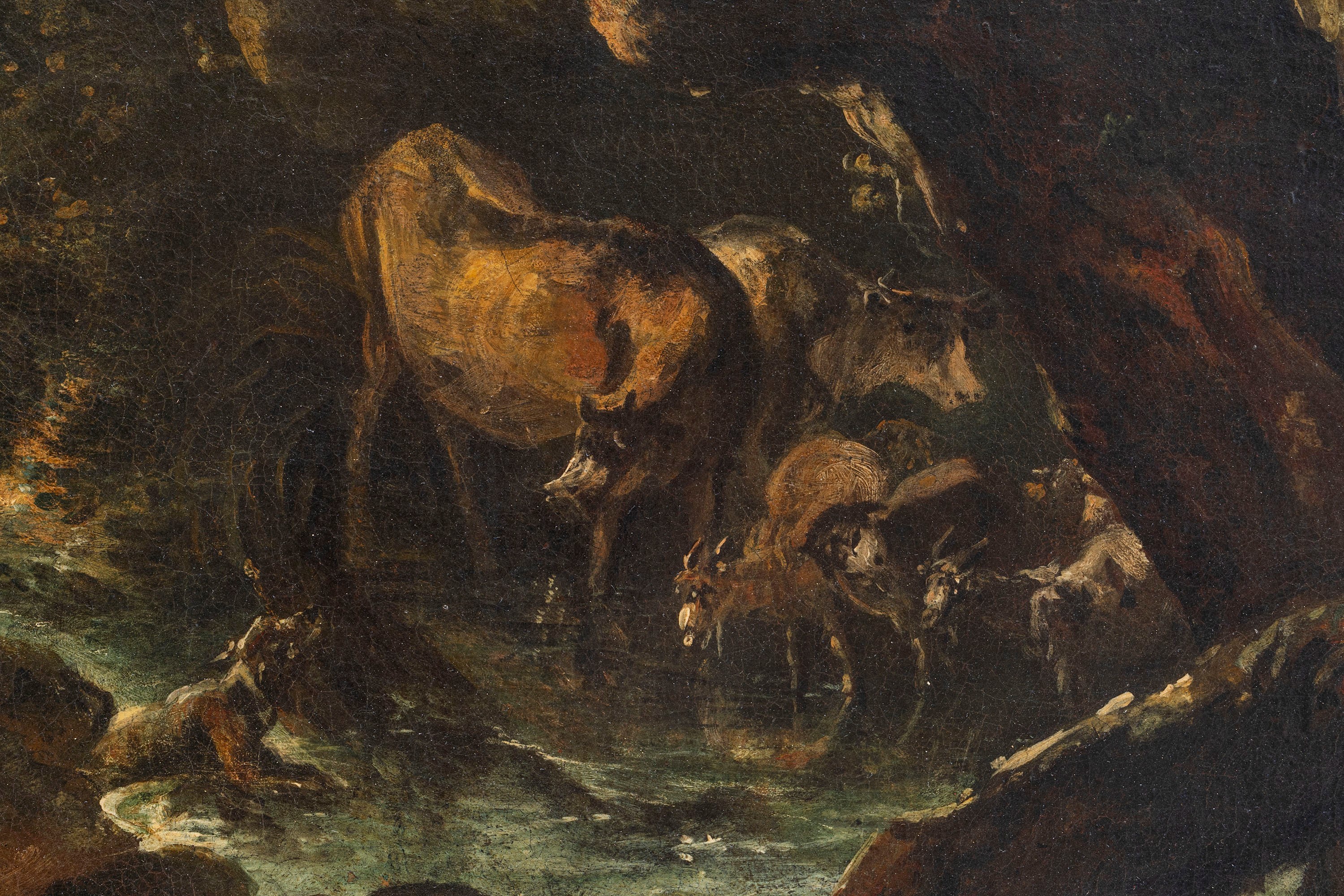 Paesaggio fluviale con pastore ed armenti