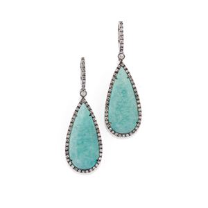 Pendant earrings with hard stone and diamonds