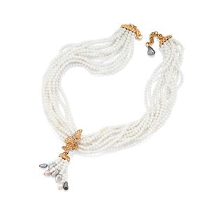 Collana con agata bianca e perle 