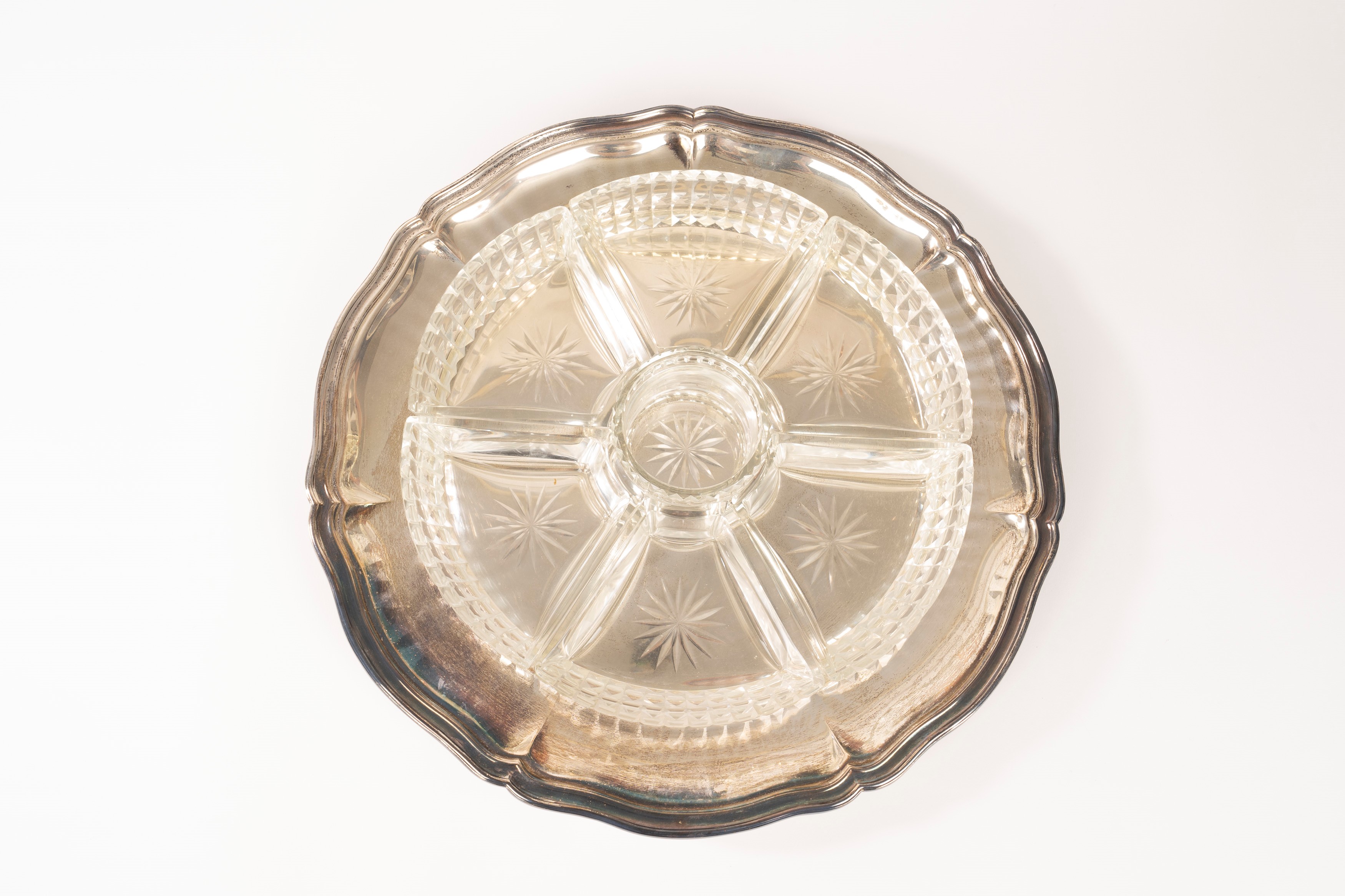 Antipastiera in argento e cristallo