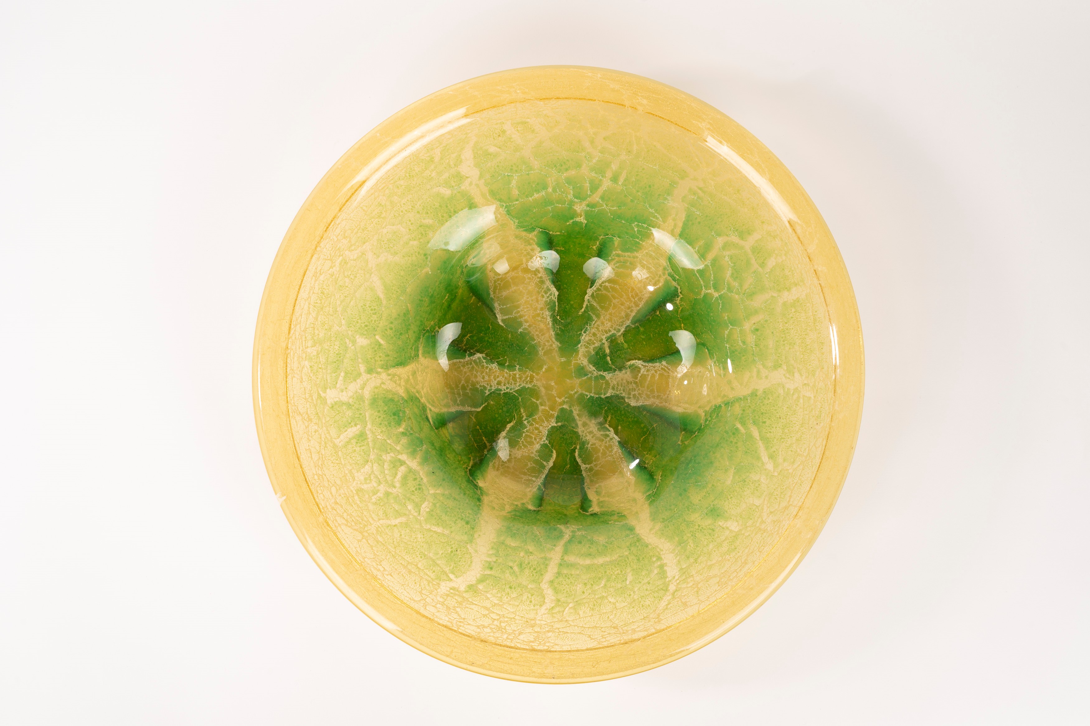 Grande Centrotavola in Vetro Giallo e Verde