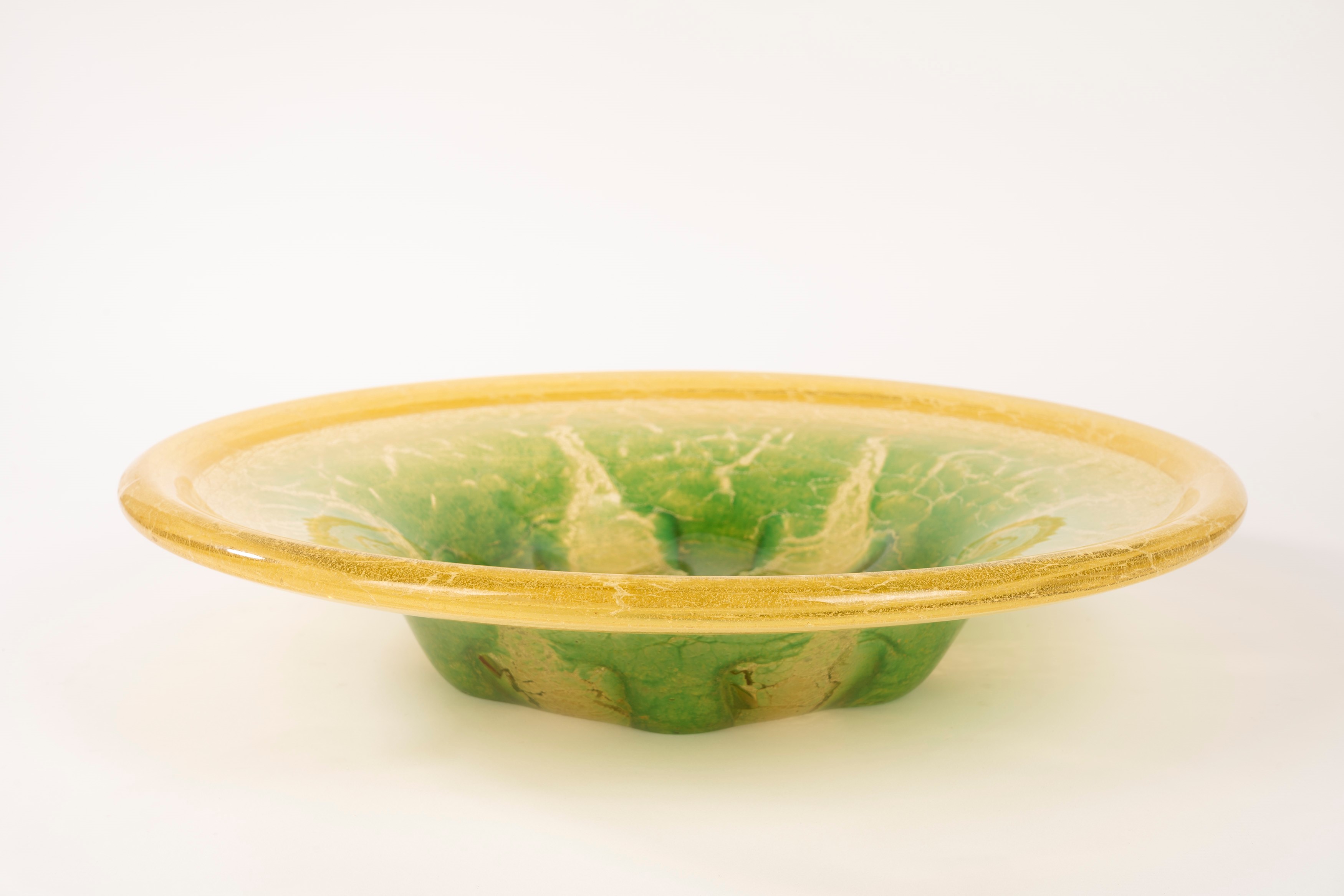 Grande Centrotavola in Vetro Giallo e Verde