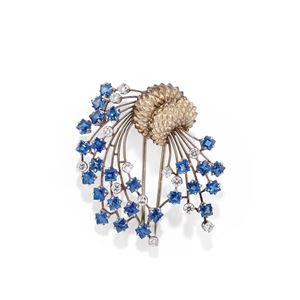 Sapphire and diamond brooch