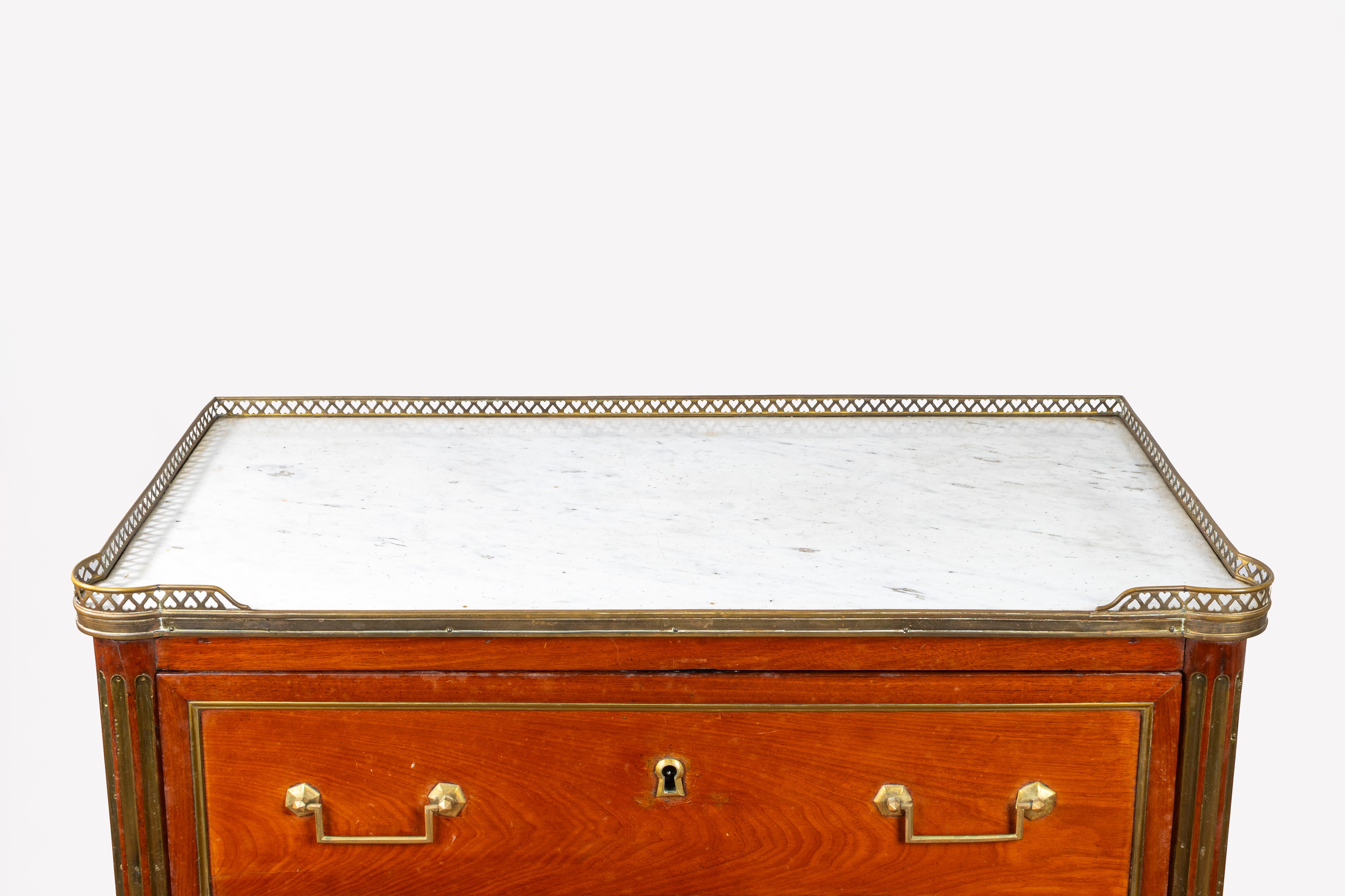 Cassettone con scrittoio lastronato in mogano, secolo XIX