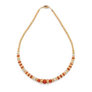 Coral and cultured pearl necklace