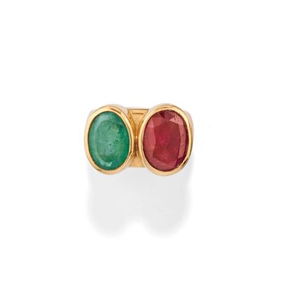 Anello con Smeraldo e Rubino