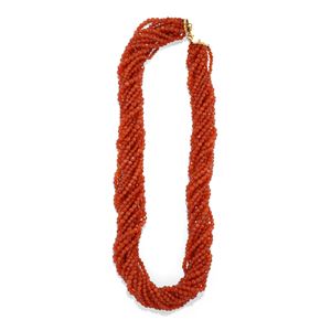 Long carnelian torchon necklace