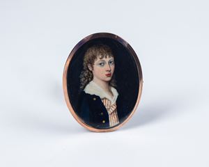 A ivory miniature of a young man, England late 18th/early 19th century