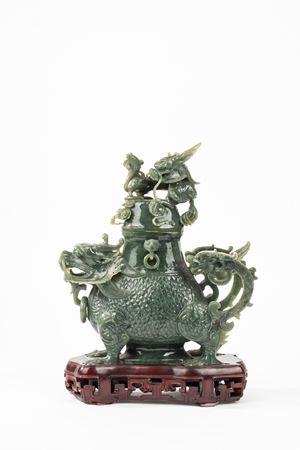 - Qilin-shaped hard stone incense burner