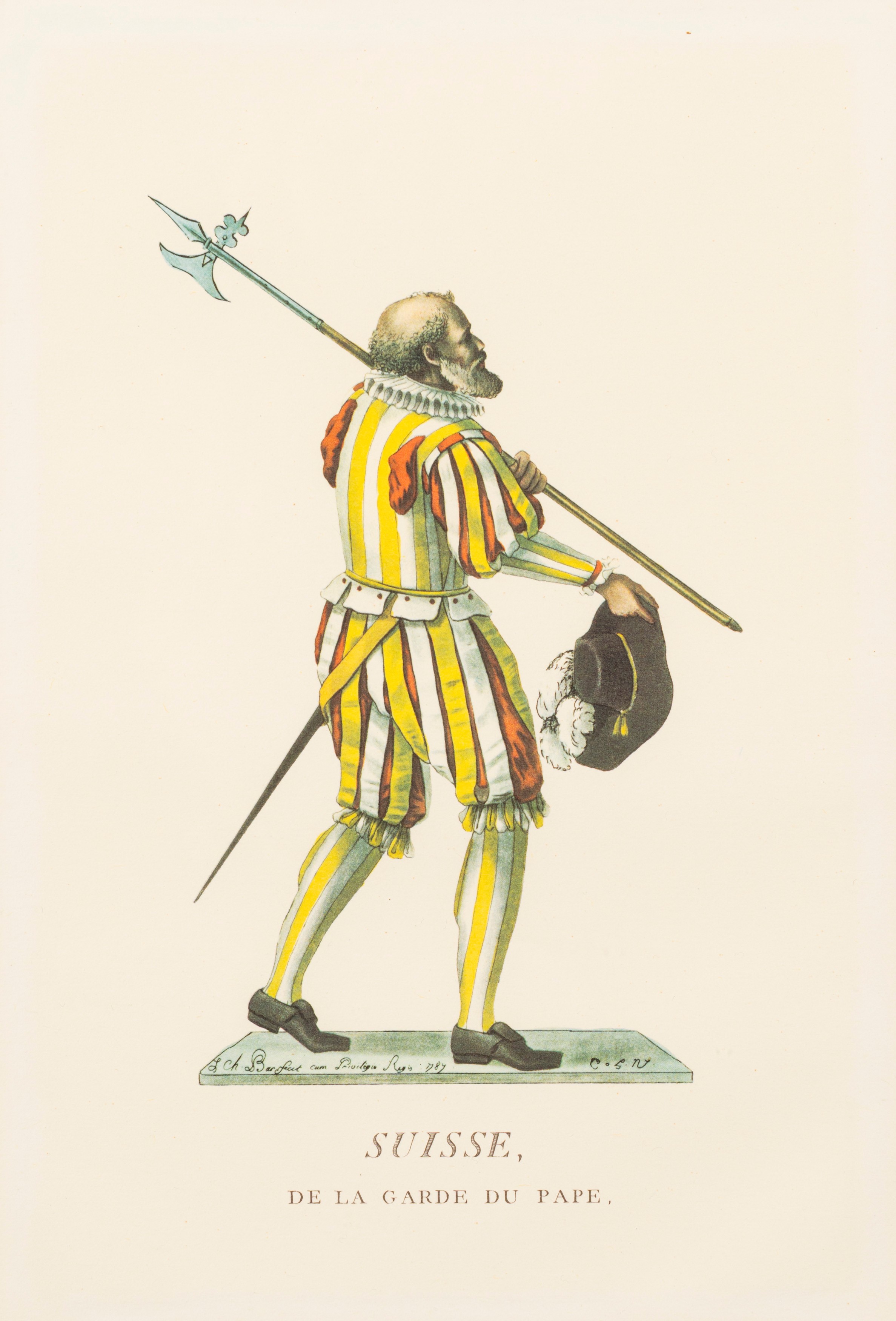 Lotto composto da quattro stampe raffiguranti costumi delle Guardie Svizzere