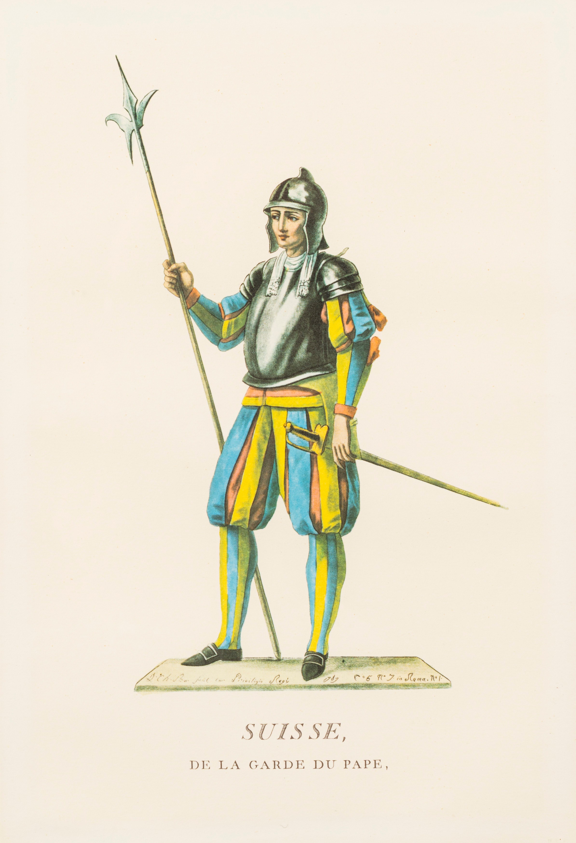 Lotto composto da quattro stampe raffiguranti costumi delle Guardie Svizzere