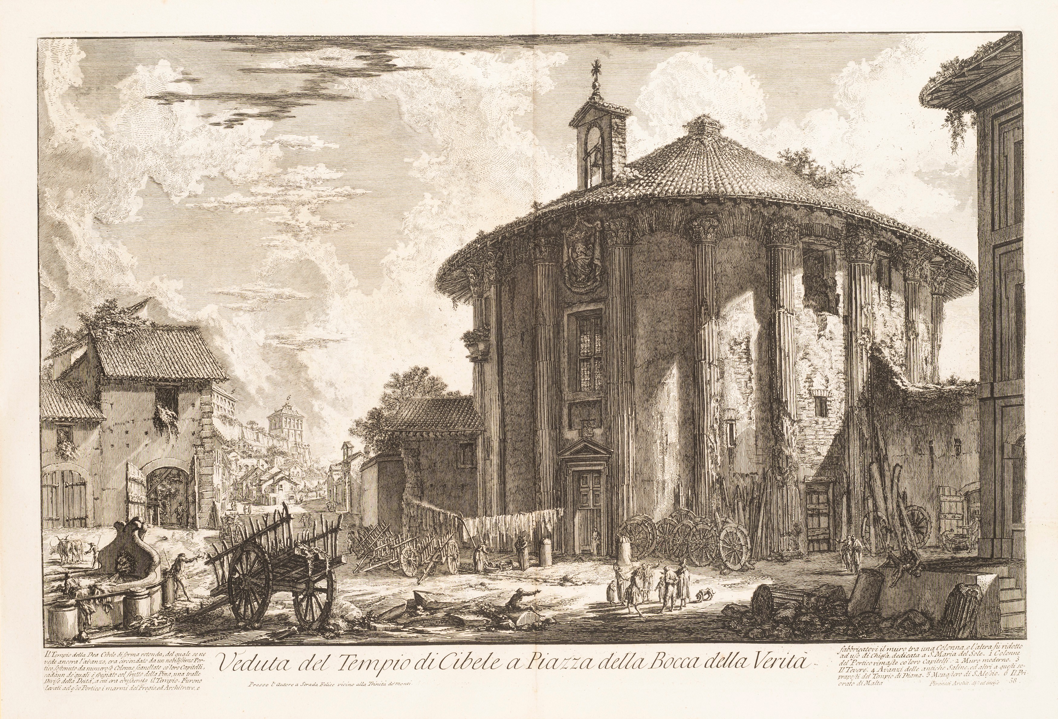 Lotto composto da tre stampe raffiguranti vedute di Roma