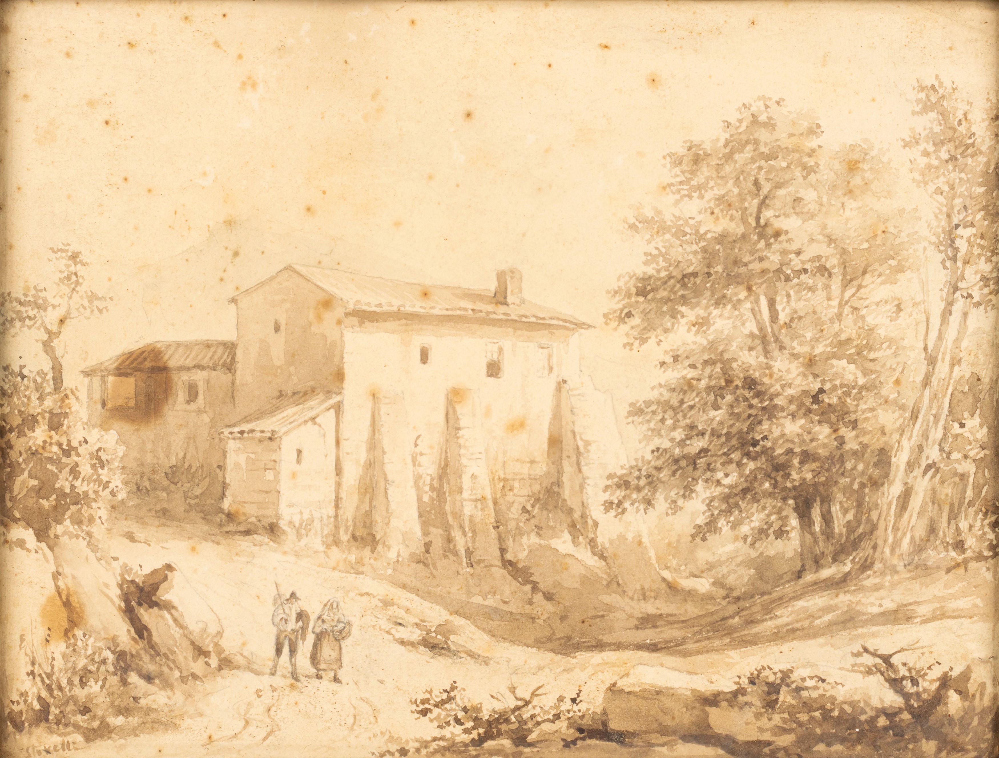 Felice Storelli - Paesaggio con Viandanti; Paesaggio con Pescatori