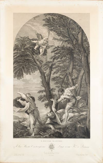 Incisione di Felice Zuliani su Disegno di Teodoro Matteini Raffigurante Martirio di San Pietro Ma...