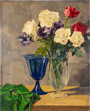 Vaso di rose e anemoni