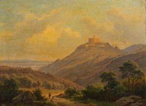 Lazio landscape with turreted village