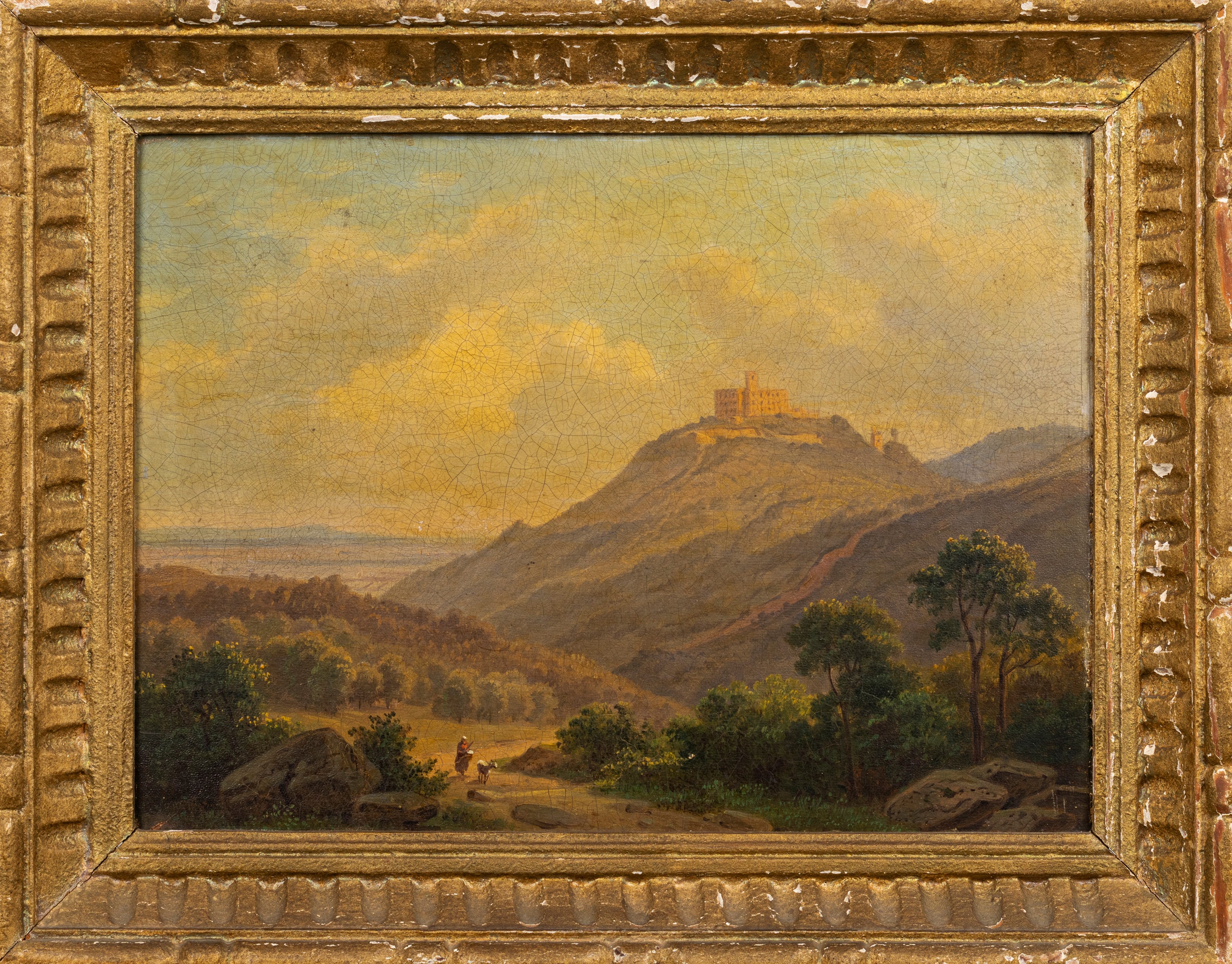 Scuola Italiana, Fine Secolo XVIII - Inizi Secolo XIX - Paesaggio Laziale con Borgo Turrito
