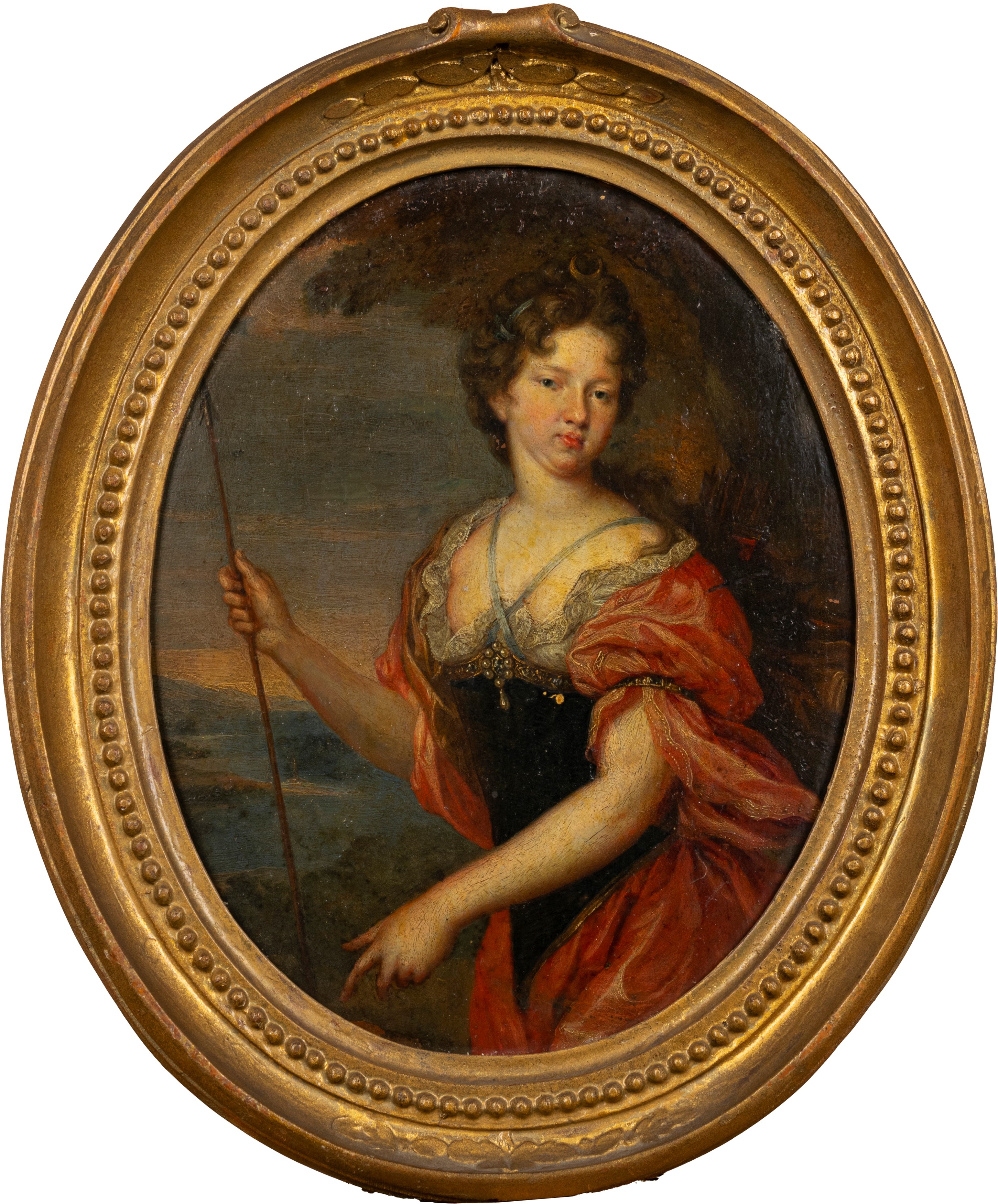 Scuola Francese, Secolo XVIII - Ritratto di Gentildonna Come Diana Cacciatrice
