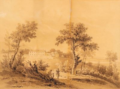 Paesaggio con Casolare e Astanti in Primo Piano