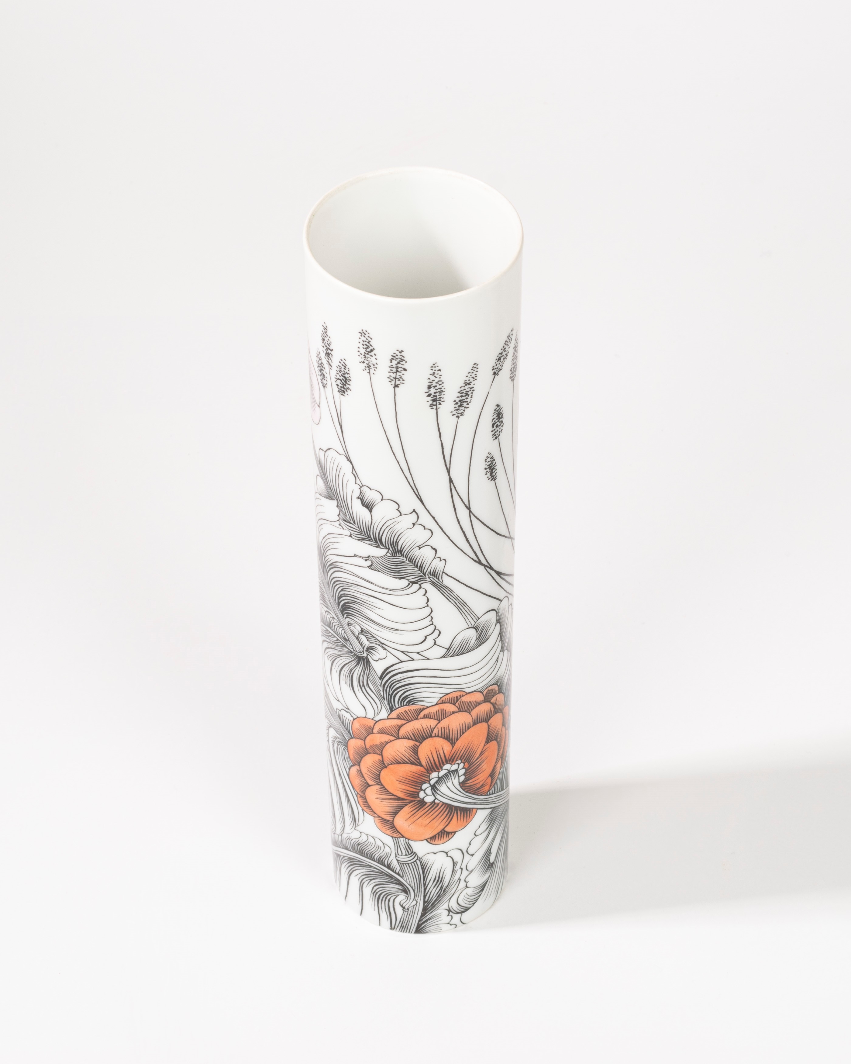 Vaso Cilindrico in Porcellana Policroma, Manifattura Rosenthal, Secolo XX