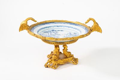 Alzata in Bronzo Dorato e Porcellana, Secolo XX