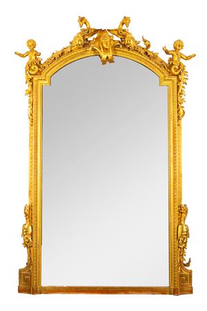 Carved and gilded wooden mantelpiece, 19th century