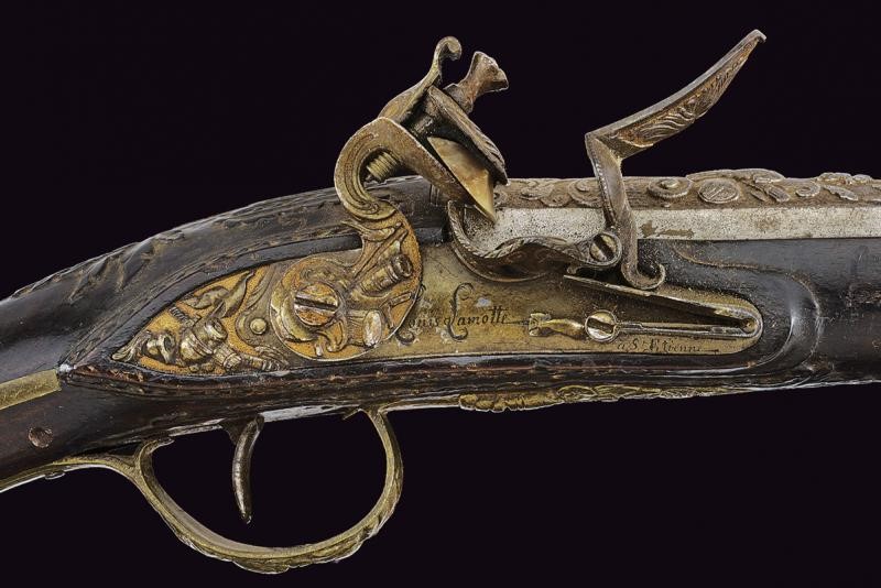 Bella pistola a pietra focaia per il mercato orientale di Louis Lamotte