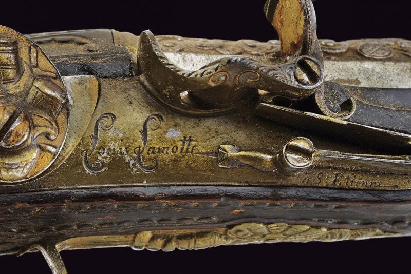 Bella pistola a pietra focaia per il mercato orientale di Louis Lamotte