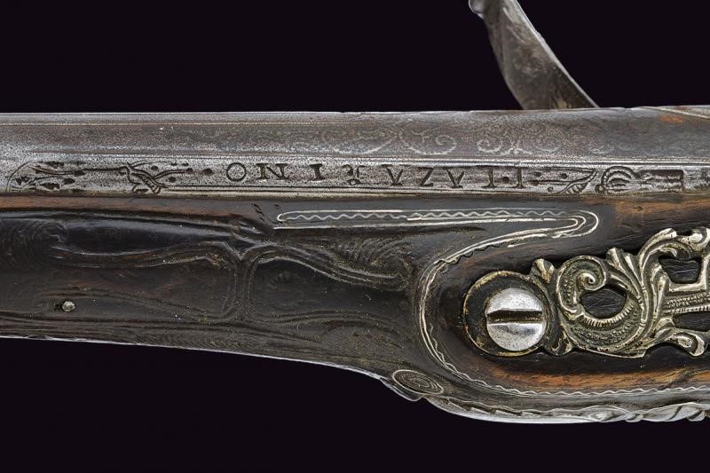 Bellissima Pistola a Pietra Focaia in Stile "ali Pasha" con Fornimenti in Argento