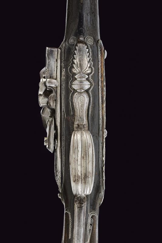 Bellissima pistola a pietra focaia in stile "Ali Pasha" con fornimenti in argento