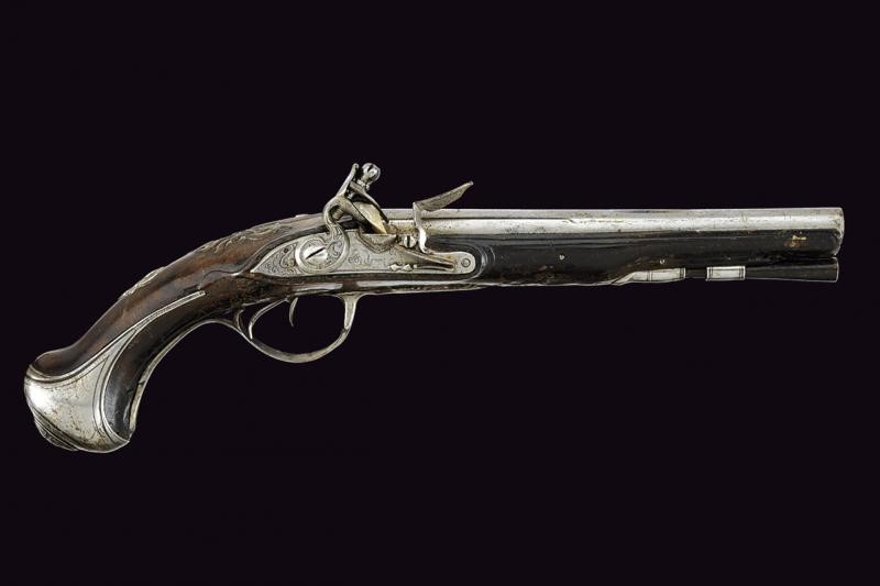 Pistola a Pietra Focaia a Due Canne di Bertrans