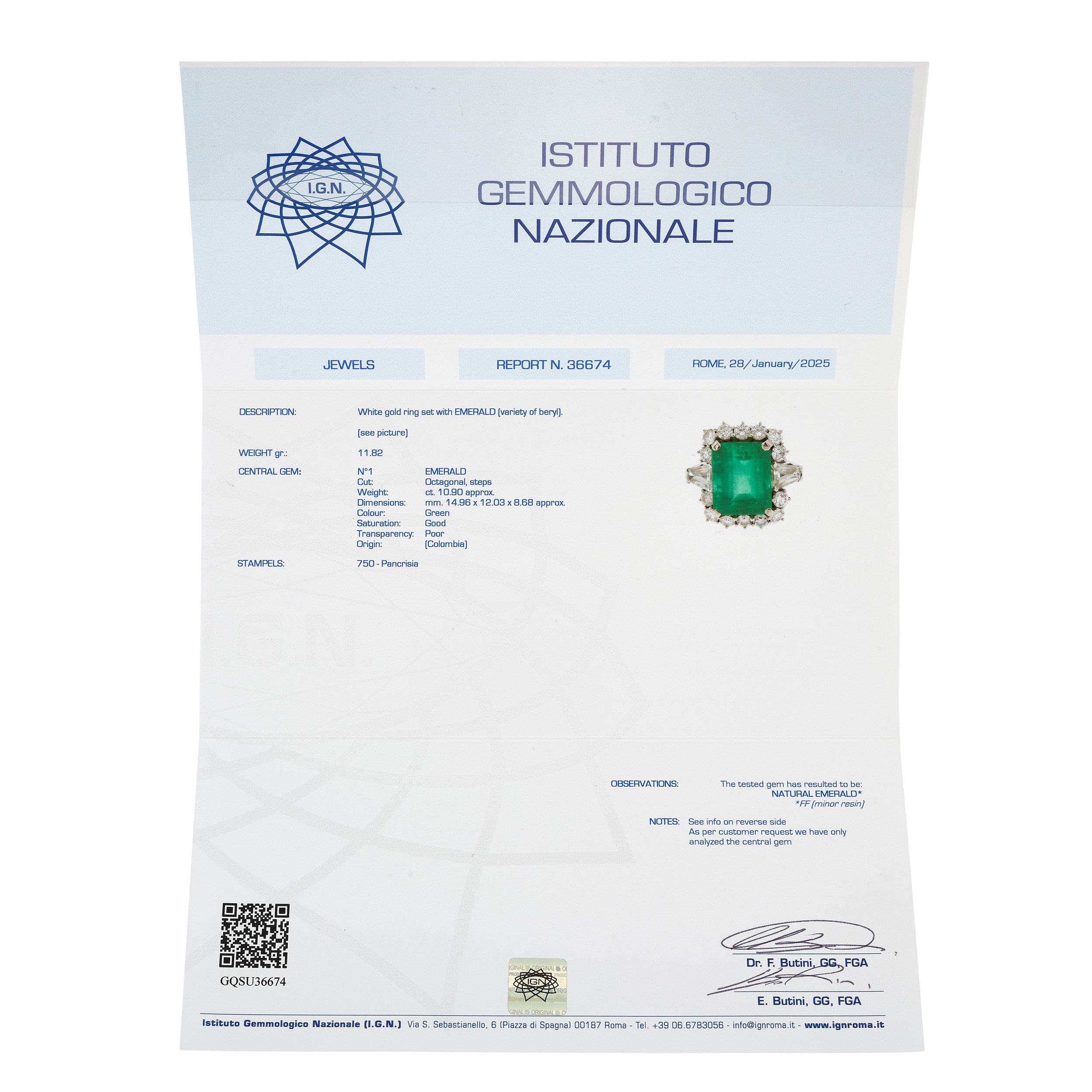 Anello con smeraldo colombiano