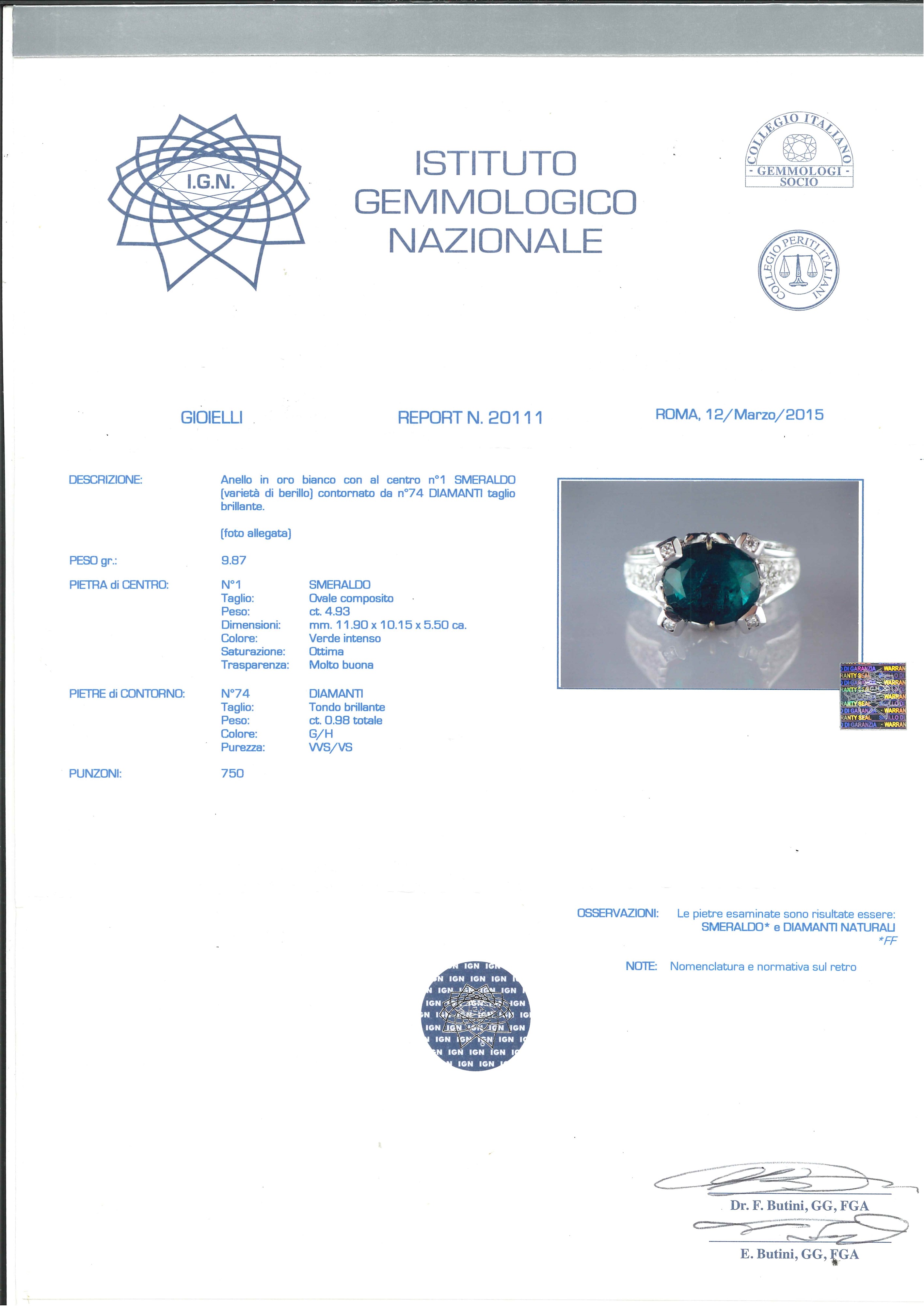 Anello con Smeraldo