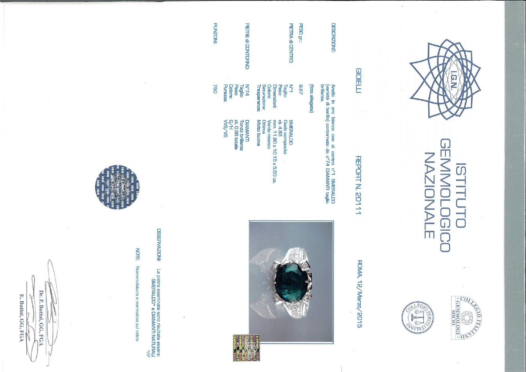 Anello con Smeraldo