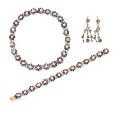 Demi Parure con Zaffiri e Perle