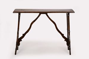 Console da parete in stile seicentesco in legno tinto