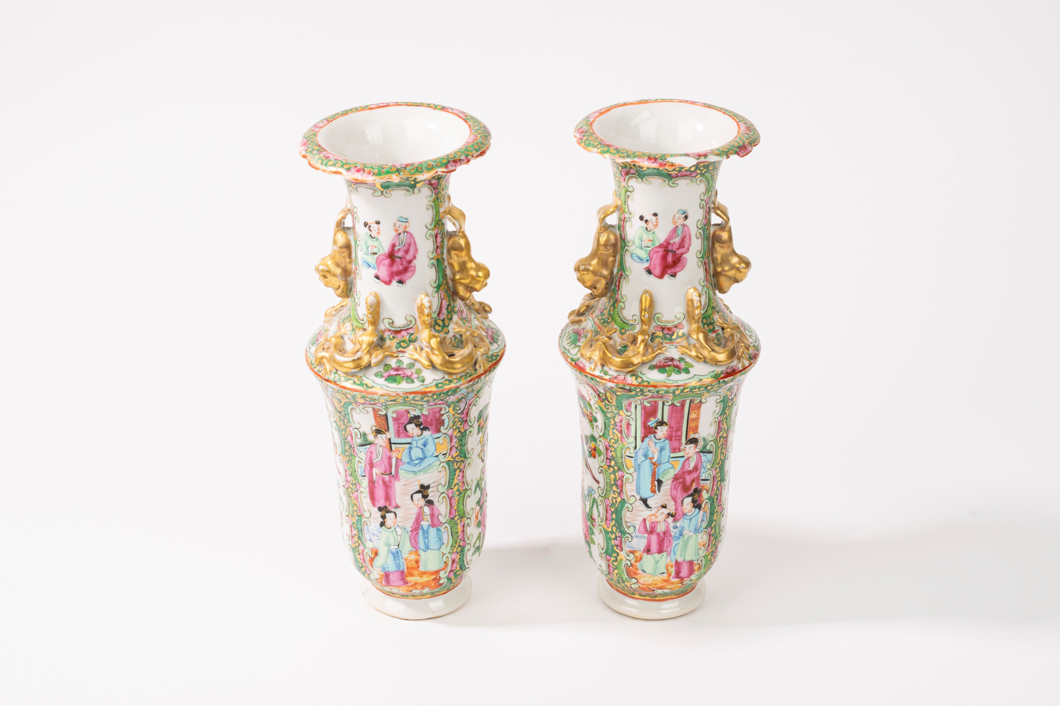 Coppia di vasi in porcellana, Famiglia Rosa, Cina, secolo XIX