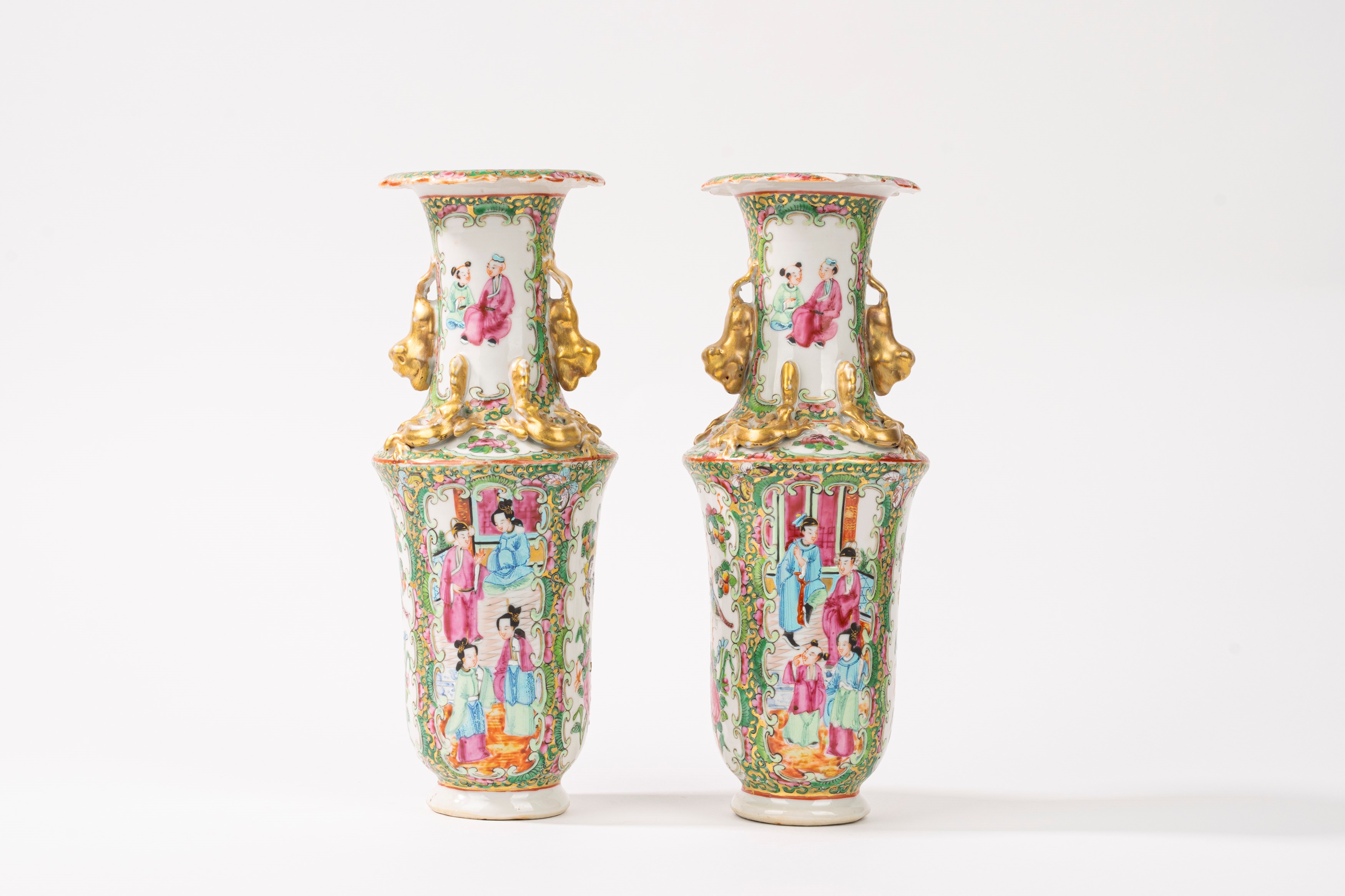Coppia di vasi in porcellana, Famiglia Rosa, Cina, secolo XIX
