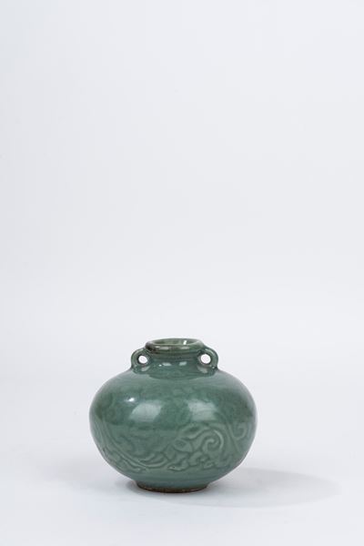 Piccolo Vaso Celadon Biansato, Cina, Secolo XIX