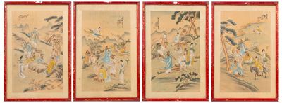 Quattro Dipinti su Carta, Cina, Metà Secolo XX